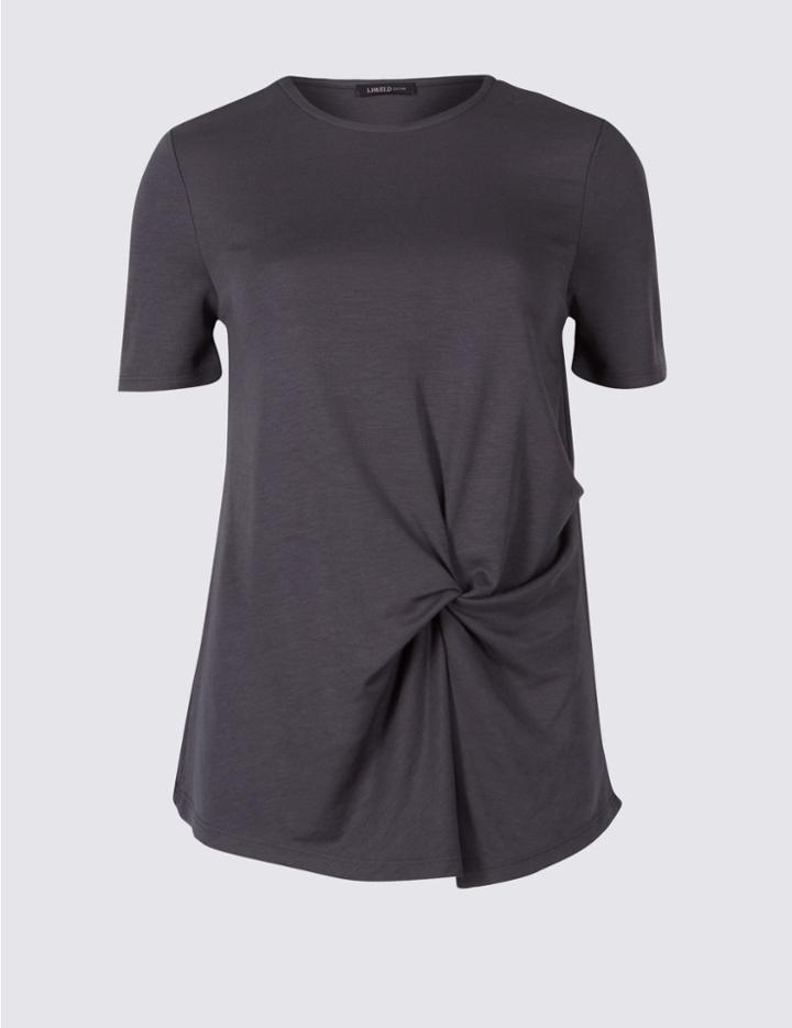 Marks & Spencer Modal Rich Twist Front Short Sleeve T-shirt Charcoal
