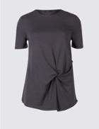 Marks & Spencer Modal Rich Twist Front Short Sleeve T-shirt Charcoal