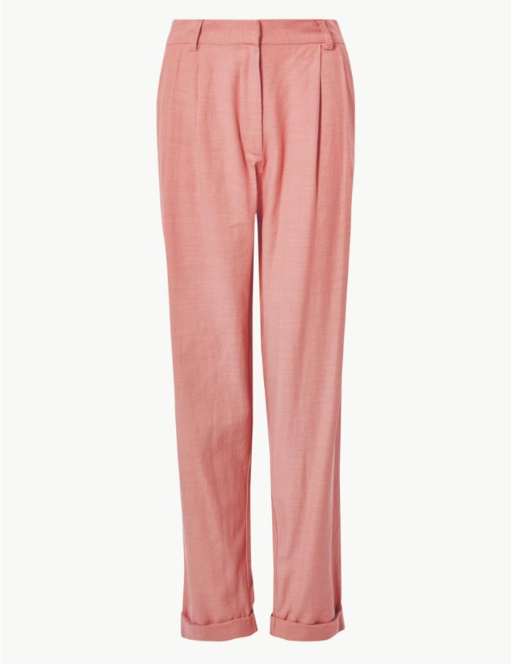 Marks & Spencer Wide Leg Ankle Grazer Peg Trousers Terracotta