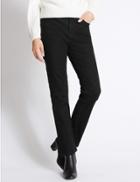 Marks & Spencer Cotton Rich Slim Leg Trousers Black