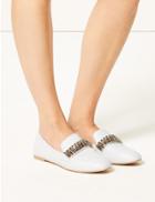 Marks & Spencer Jewel Trim Square Toe Loafers White