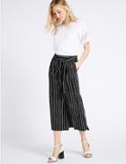 Marks & Spencer Striped Cropped Culottes Black Mix