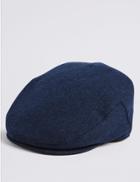 Marks & Spencer Pure Wool Flat Cap With Stormwear&trade; Blue Mix