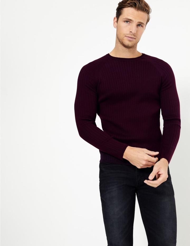 Marks & Spencer Supima Cotton Ribbed Jumper Plum