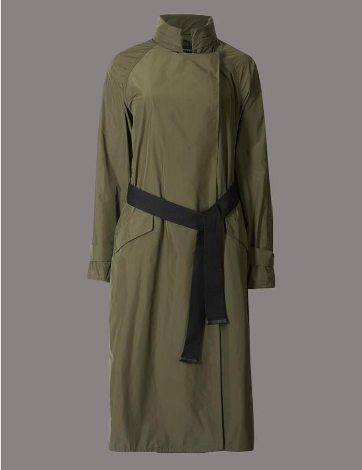Marks & Spencer Parka Coat With Belt Khaki