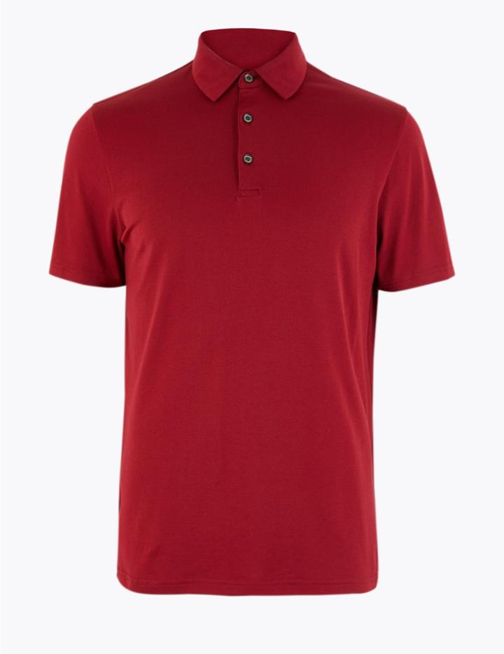 Marks & Spencer Supima Cotton Polo Shirt Dark Red