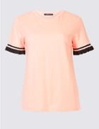 Marks & Spencer Pure Cotton Frill Short Sleeve Top Pink Mix