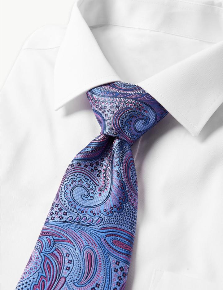 Marks & Spencer Pure Silk Paisley Tie Blue