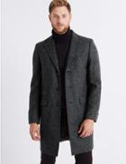 Marks & Spencer Pure Wool Textured Overcoat Grey Mix