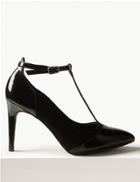 Marks & Spencer Stiletto Heel T-bar Court Shoes Black Mix
