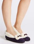 Marks & Spencer Fur Moccasin Slippers Purple