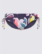 Marks & Spencer Floral Print Hipster Bikini Bottoms Navy Mix