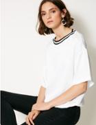 Marks & Spencer Round Neck 3/4 Sleeve Shell Top Ivory