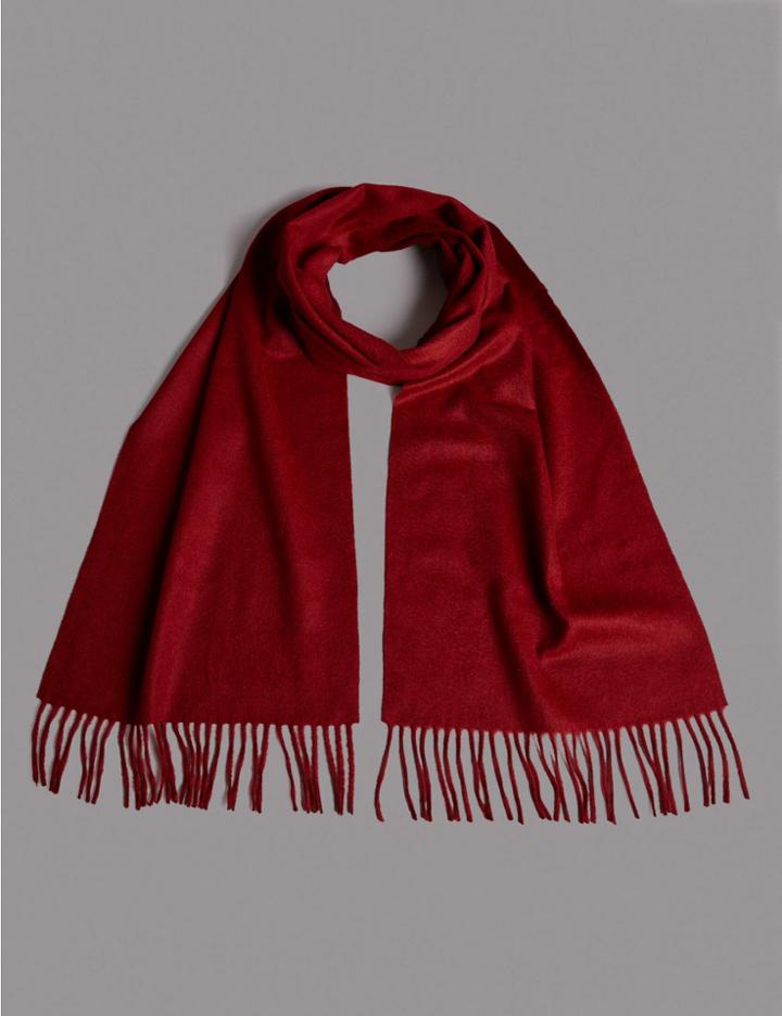 Marks & Spencer Pure Cashmere Wider Width Scarf Claret