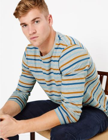 Marks & Spencer Pure Cotton Striped T-shirt