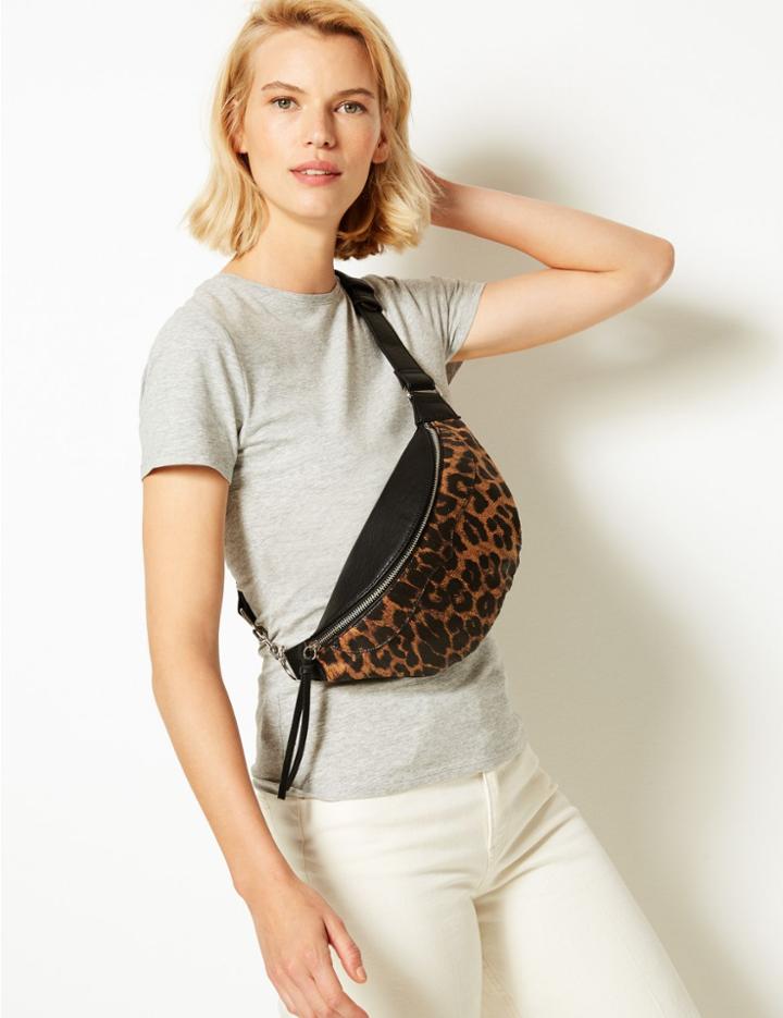 Marks & Spencer Faux Leather Bum Bag Brown Mix