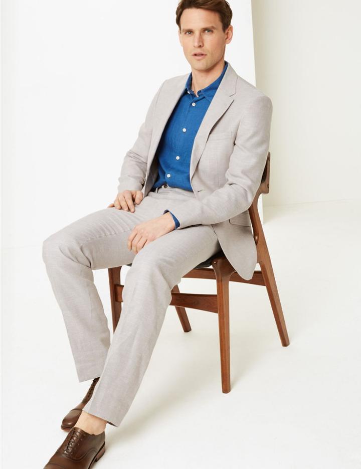 Marks & Spencer Regular Fit Trousers Neutral