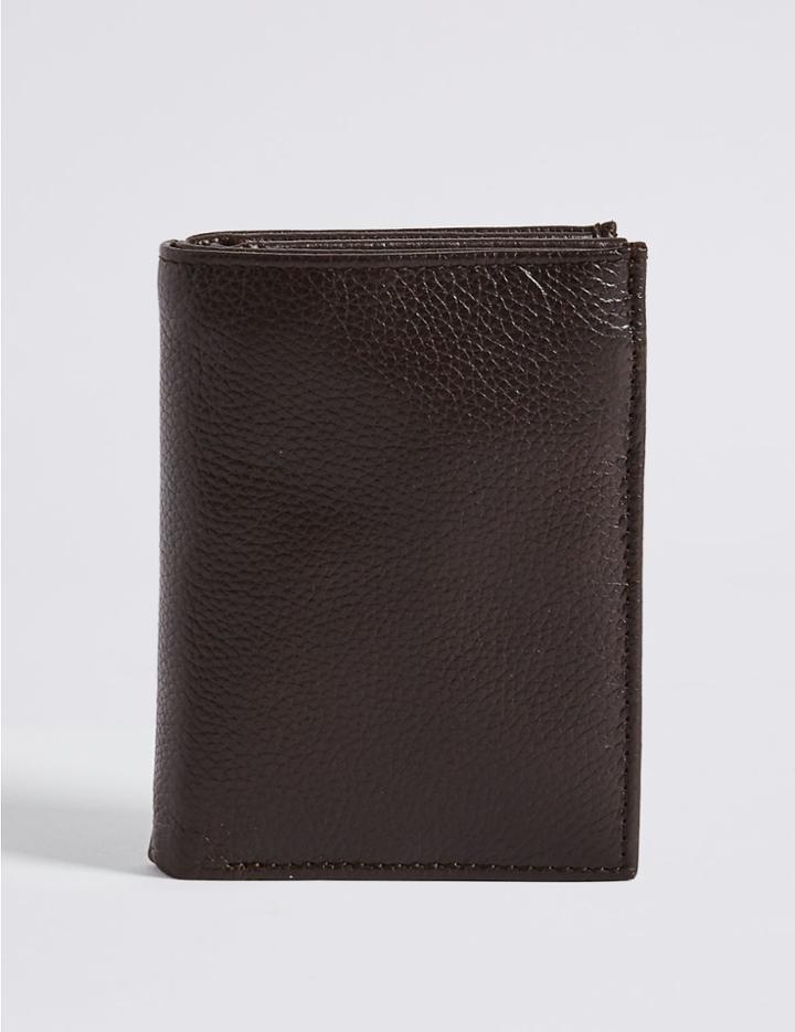 Marks & Spencer Leather Slim Tri Fold Id Wallet With Cardsafe&trade; Brown