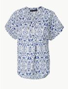 Marks & Spencer Linen Rich Printed Blouse Ivory Mix