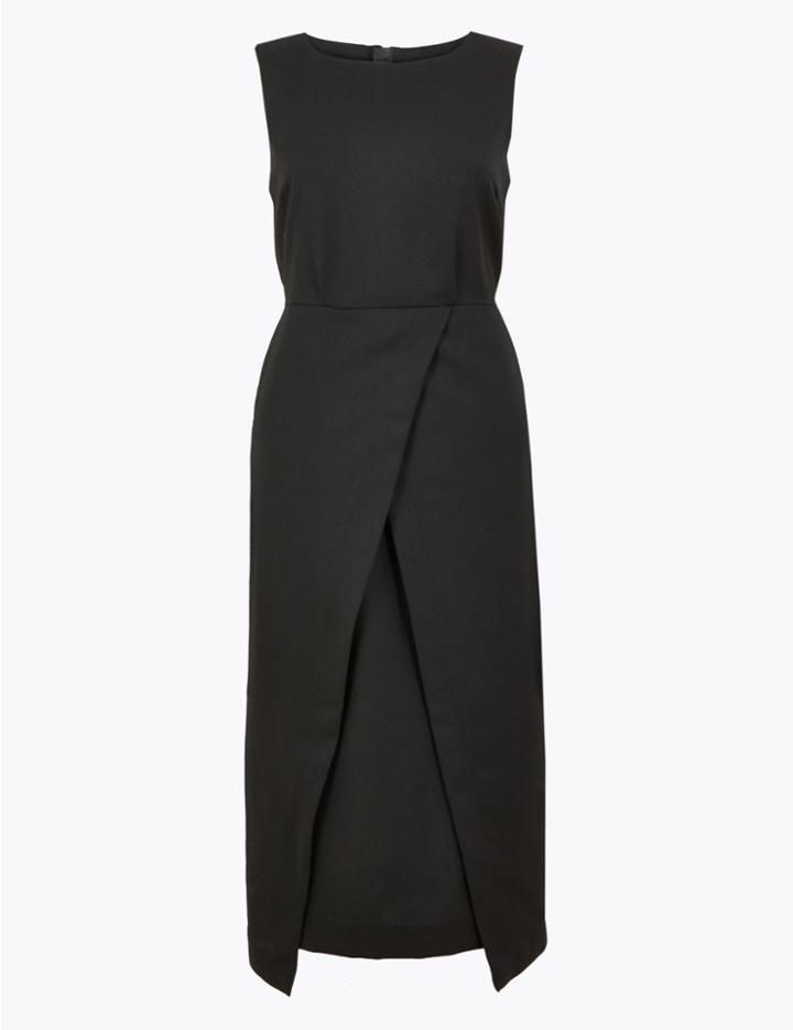 Marks & Spencer Tailored Waisted Midi Dress Black C