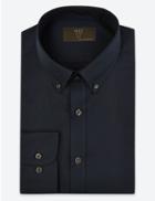 Marks & Spencer Slim Fit Textured Easy To Iron Shirt Navy