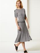 Marks & Spencer Textured Knitted Midi Skirt Black Mix