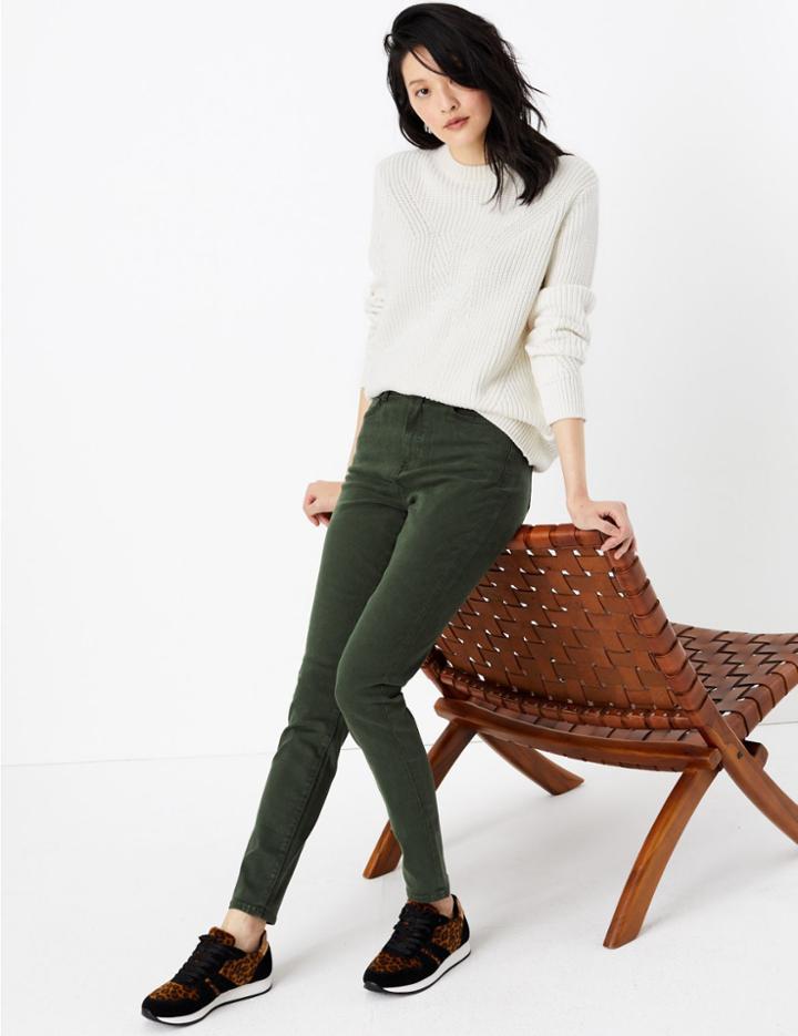 Marks & Spencer Super Soft Skinny High Waist Trousers Khaki