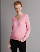Marks & Spencer Pure Cashmere V-neck Jumper Pink