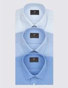 Marks & Spencer 3 Pack Easy Care Short Sleeve Shirts Blue