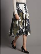 Marks & Spencer Floral Print A-line Skirt Green Mix