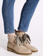 Marks & Spencer Leather Block Heel Side Zip Ankle Boots Blush