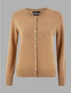 Marks & Spencer Pure Cashmere Button Detailed Cardigan Camel