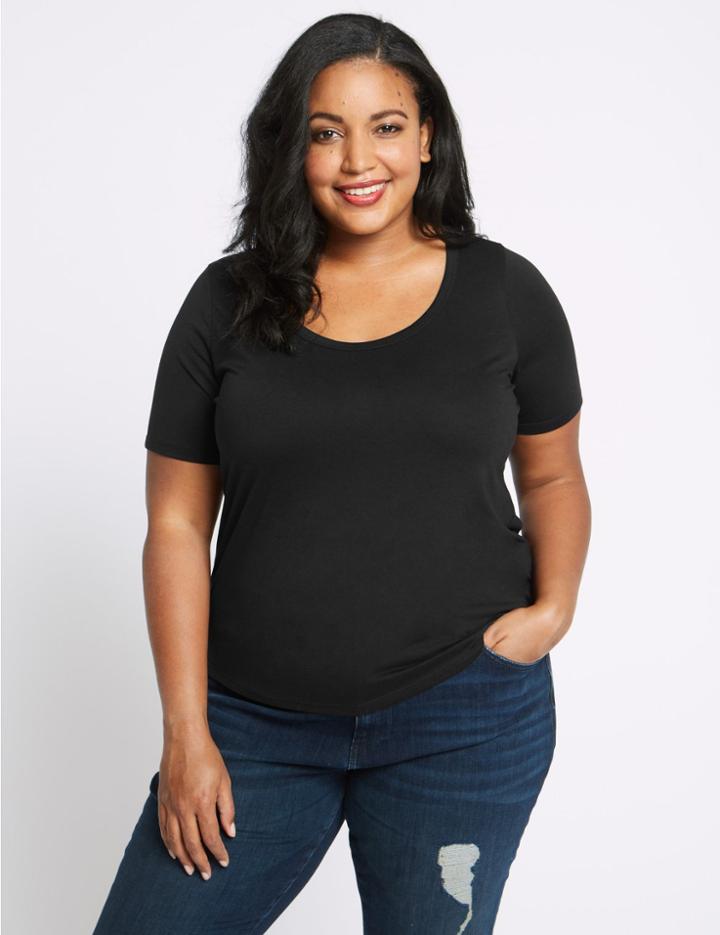 Marks & Spencer Curve Drape Round Neck Short Sleeve T-shirt Black