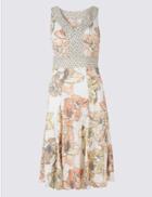 Marks & Spencer Burnout Floral Print Shift Midi Dress Ivory Mix