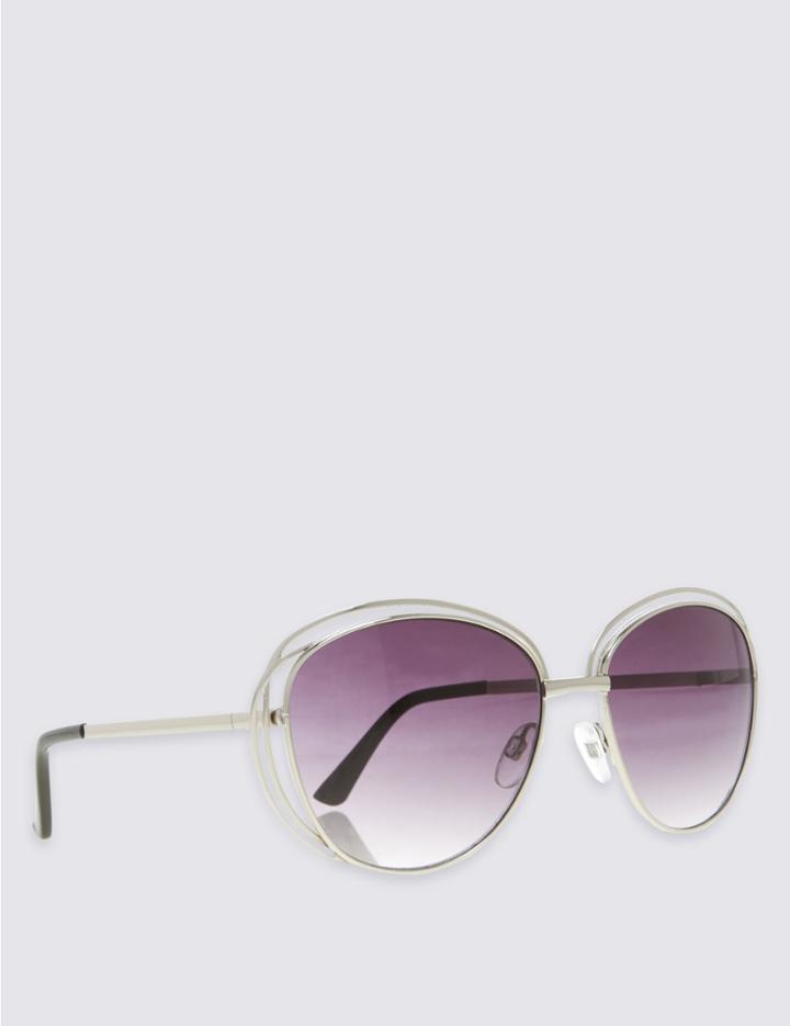 Marks & Spencer Double Frame Oversized Sunglasses Silver