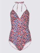 Marks & Spencer Secret Slimming&trade; Ditsy Floral Print Plunge Swimsuit Red Mix