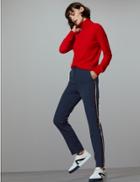 Marks & Spencer Side Stripe Slim Leg Trousers Navy Mix