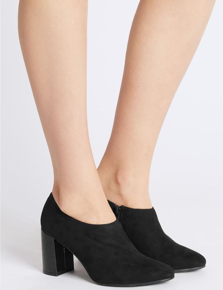 Marks & Spencer Block Heel Side Zip Shoe Boots With Insolia&reg; Black