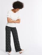 Marks & Spencer Printed Wide Leg Trousers Black Mix