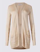 Marks & Spencer Textured Long Sleeve Cardigan Light Putty