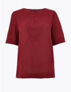 Marks & Spencer Button Detailed Shell Top Claret