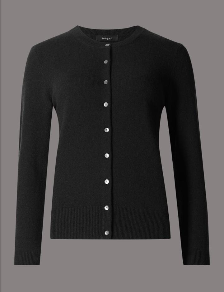Marks & Spencer Pure Cashmere Crew Neck Cardigan Black