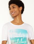 Marks & Spencer Relaxed Fit Holiday Short Sleeve T-shirt White Mix