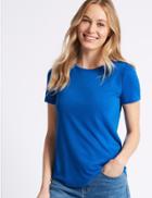 Marks & Spencer Relaxed Crew Neck T-shirt Bright Blue