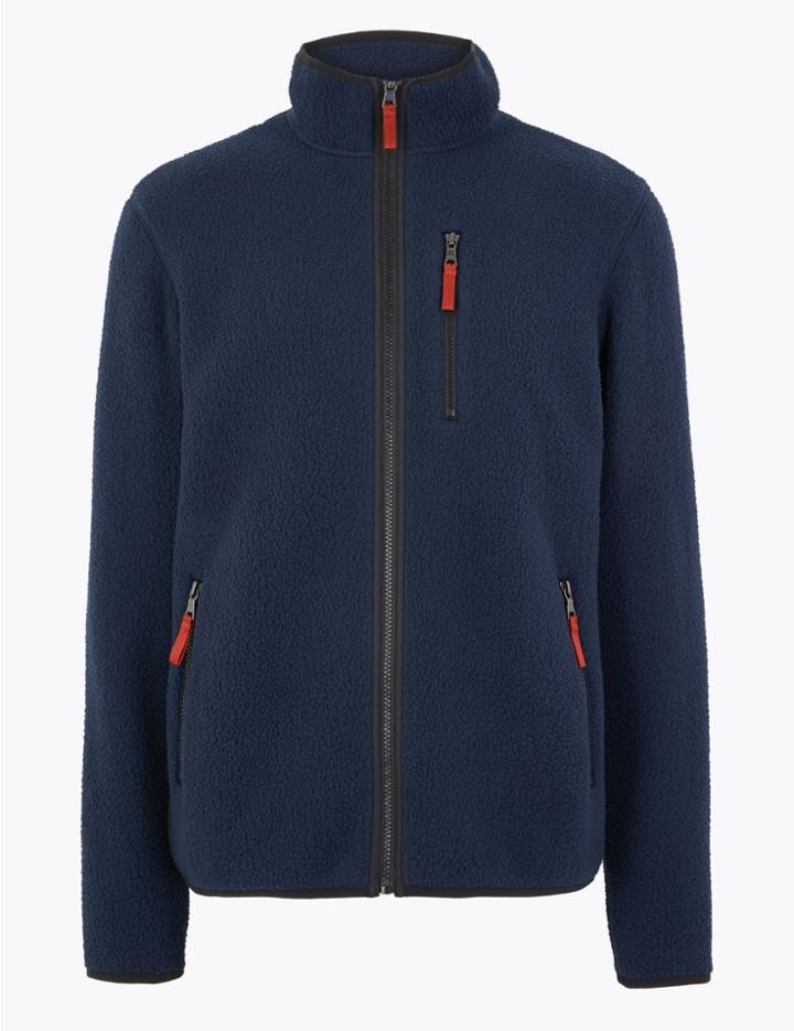 Marks & Spencer Sherpa Fleece Jacket Navy