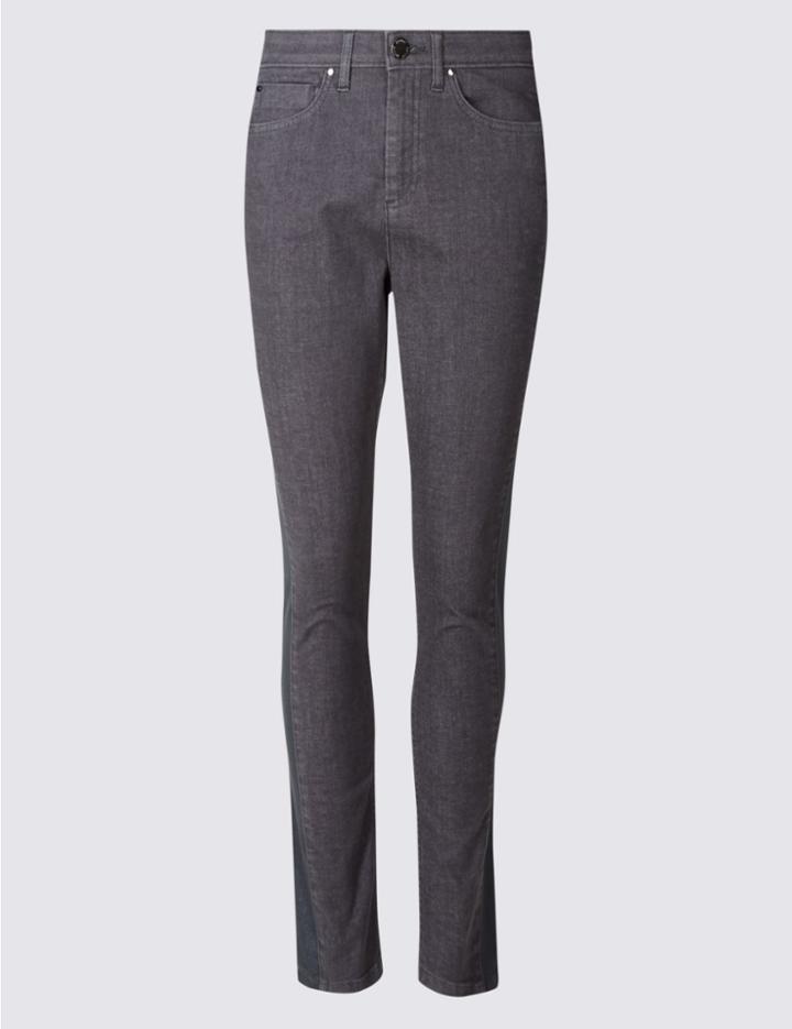 Marks & Spencer Panel Detail Mid Rise Skinny Leg Jeans Grey