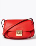 Marks & Spencer Faux Leather Saddle Bag Red