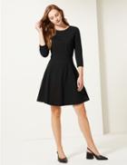 Marks & Spencer Round Neck Fit & Flare Dress Black