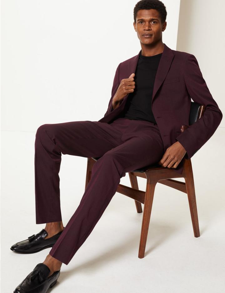 Marks & Spencer Burgundy Slim Fit Jacket Burgundy