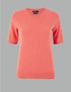 Marks & Spencer Pure Cashmere Round Neck Knitted Top Hot Bronze